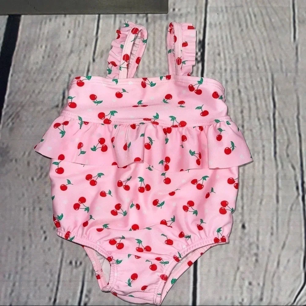 CHERRY fruit one piece swimsuit infant size 6/9M